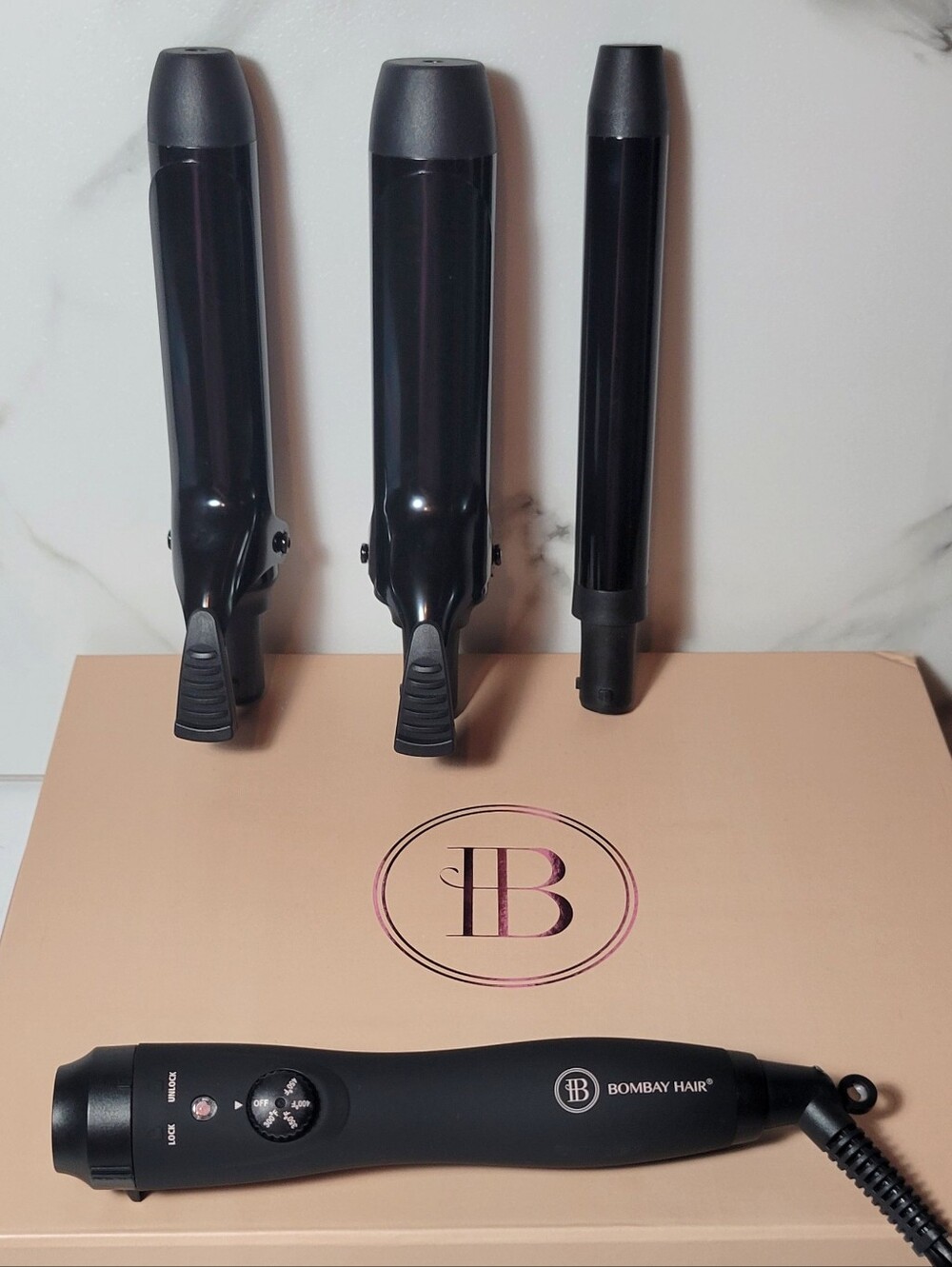 Bombay Hair 3 Piece Interchangeable Curling Wand Set Black Sizes 0.5", 1", 1.25"